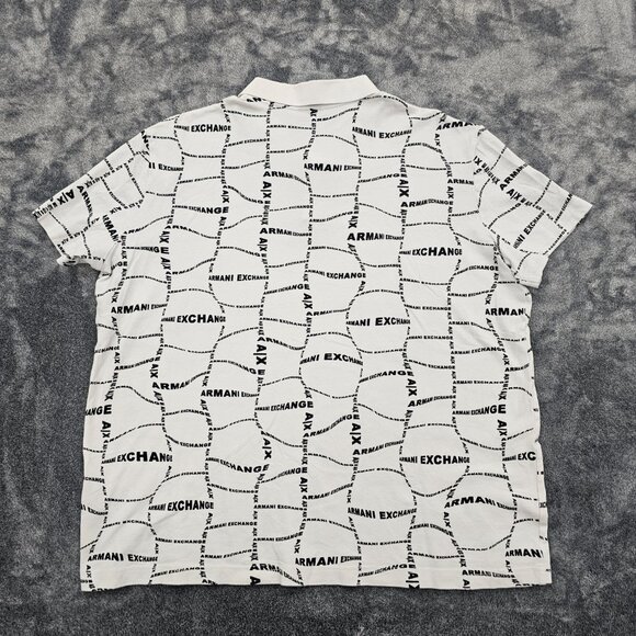 A/X Armani Exchange Polo Shirt Mens size XXL Logo all over print golfing Casual - Picture 9 of 16